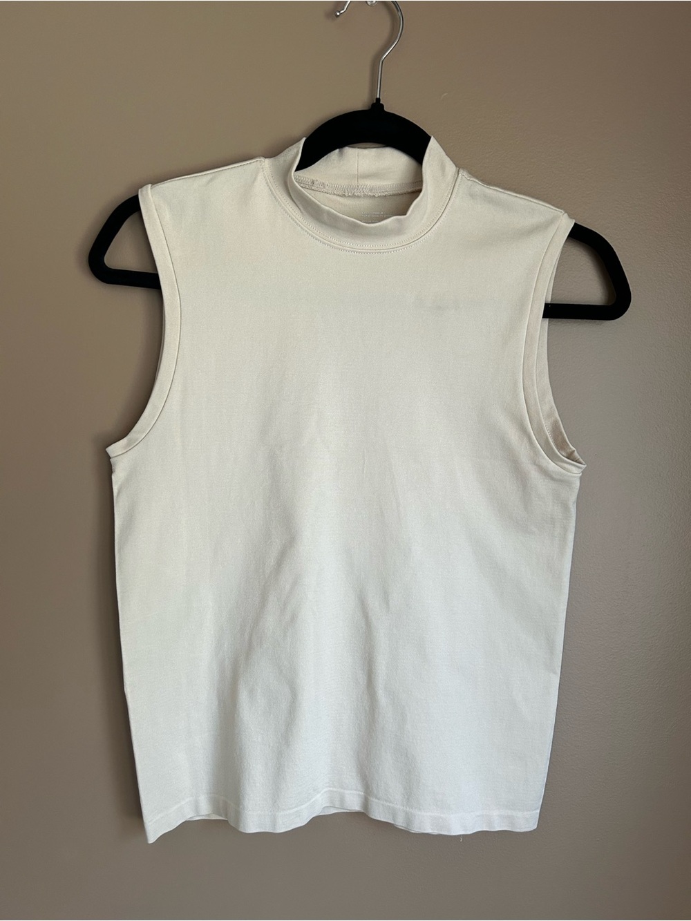 Sleeveless Mock Neck Tank Top in Cream